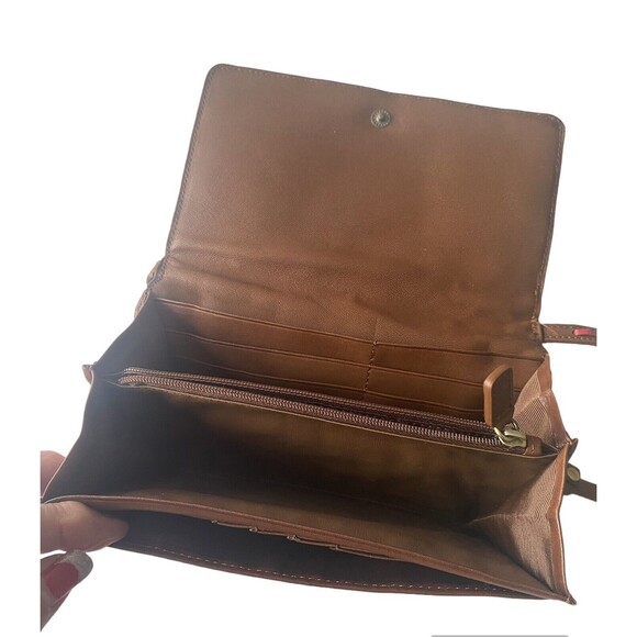 ISABELLA FIORI  "Ramblin Rose" Wallet Wristlet  Brown Genuine Leather Embroided - Picture 7 of 13